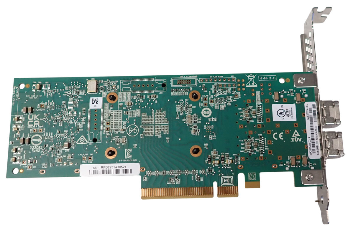 Dell QLogic QLE2772N Dual Port 32Gb FC SFP+ Host Bus Adapter HBA YM4FH + 2x SFPs