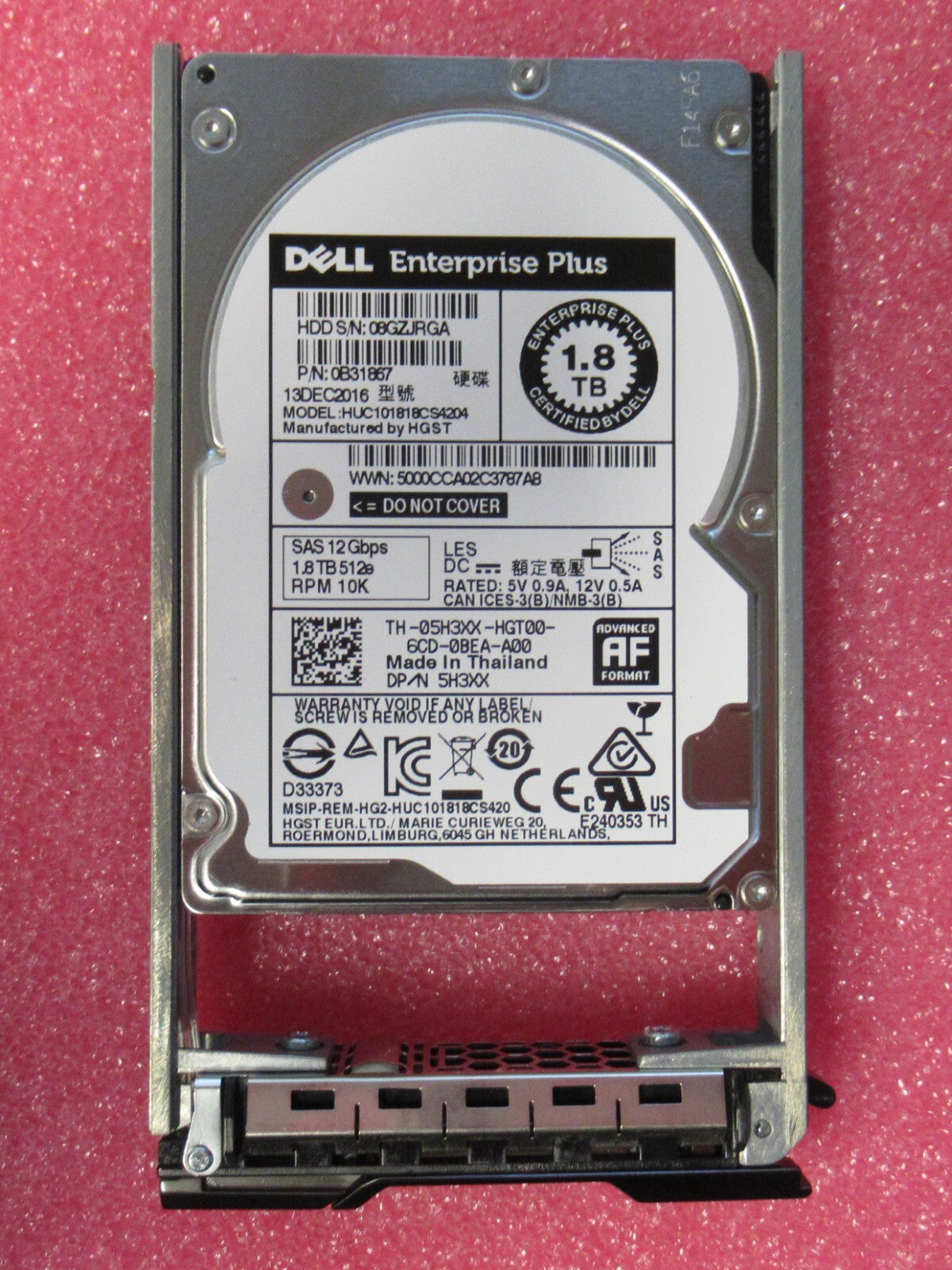 Dell Compellent 1.8TB 10k SAS 2.5" 12G 512e Enterprise Plus Hard Drive HDD 5H3XX