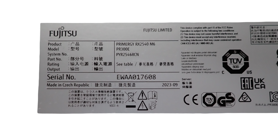 New Fujitsu Primergy RX2540 M6 8SFF SATA Xeon Silver 4309Y 16GB DDR4 RAM Server