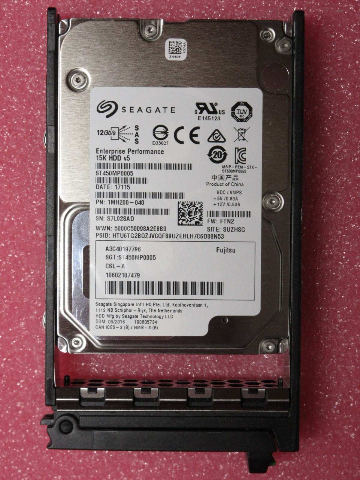 Fujitsu 450GB 15K 2.5" 12G SAS 10602107479 Seagate ST450MP0005 HDD A3C40197796
