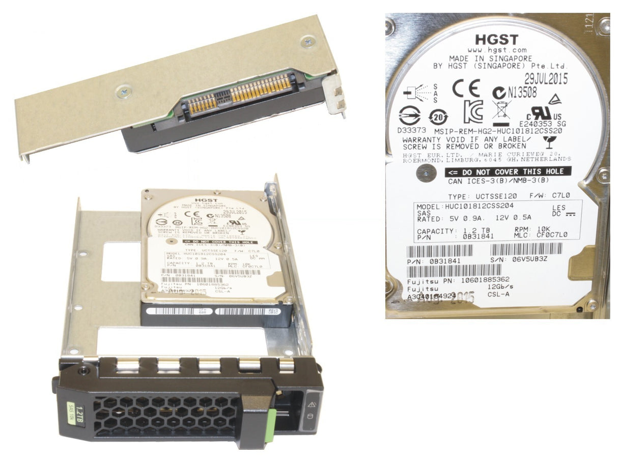 NEW Fujitsu 1.2TB 10K 3.5" SAS 12G 512N HotPlug Hard Drive HDD S26361-F5568-L112