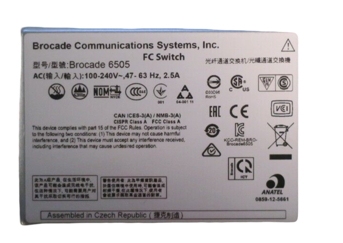 Brocade 6505 24x 16Gb SFP Port FC SAN Switch NA-6505-12-16G-MC-1R 12-Active +Lic