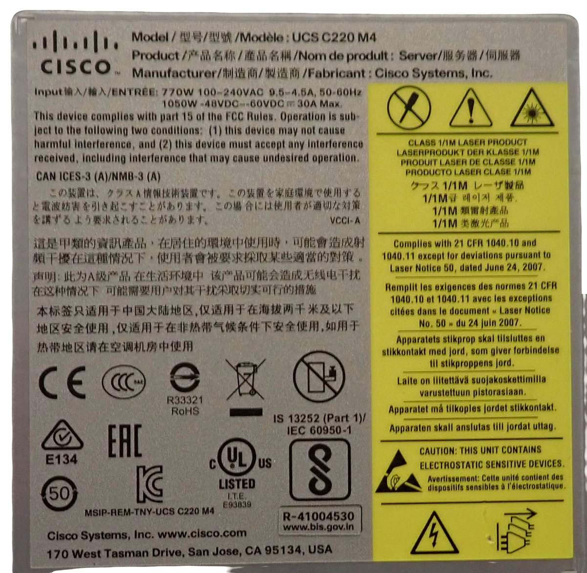 Cisco UCS C220 M4 2x E5-2699V4 256GB DDR4 2x 480GB + 6x 1.9TB SSD 8Bay 1U Server