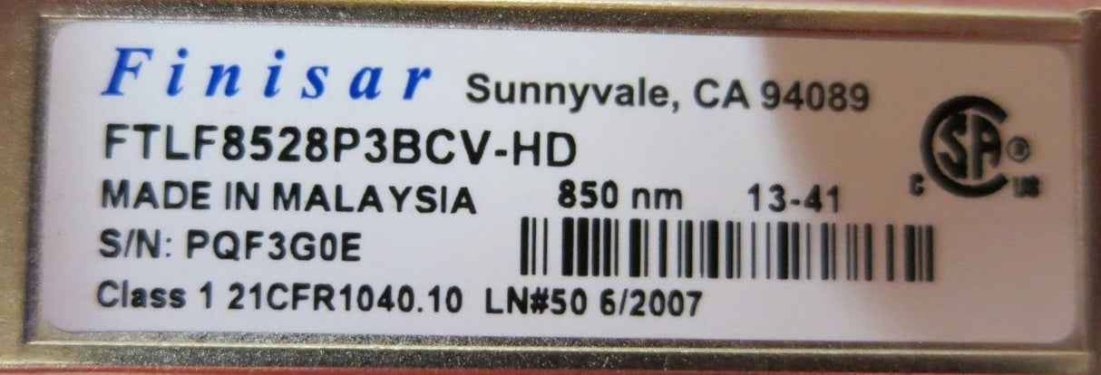 4 x Finisar FTLF8528P3BCV-HD 8G FC 850nm 150m SFP+ Optical Transceiver Module