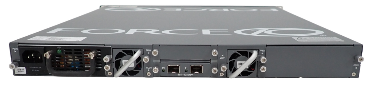 Force10 S55-01-GE-44T S55T 44x 1G RJ45 4x 1G SFP F2B Switch OS8 + S55-10GE-2SFP+