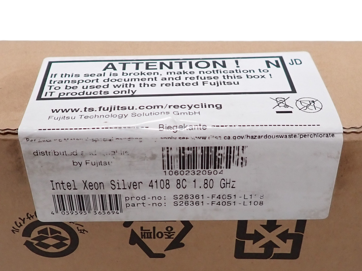 NEW Fujitsu Intel Xeon Silver 4108 1.8GHz 8-Core CPU SR3GJ S26361-F4051-L108