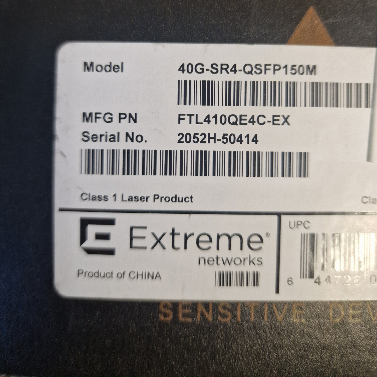 New Extreme Networks 40GBASE-SR4 40Gb QSFP+ Optical XCVR FTL410QE4C-EX
