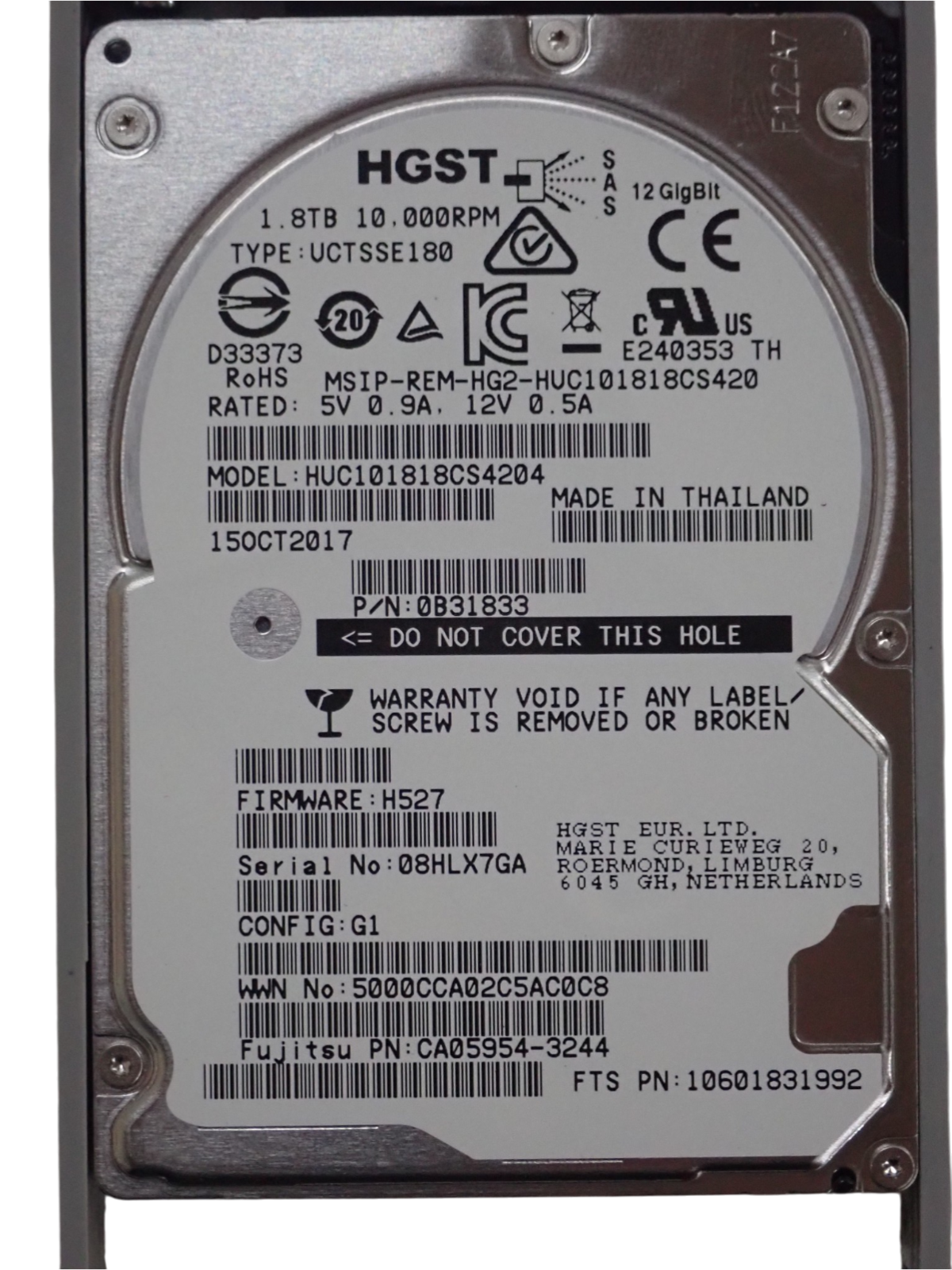 Fujitsu Eternus DX S4 HD DRIVE 2.5' 1.8TB 12G 10K SAS S3 S4 S5 CA08226-E778