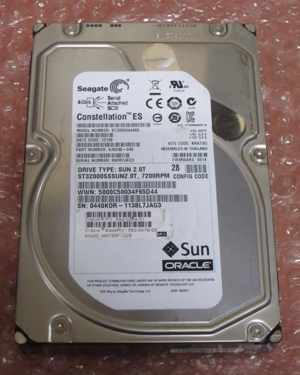 Seagate Constellation ES 2TB 7.2K SAS 3.5 ST32000444SS 9J248-045 0514 Hard Drive