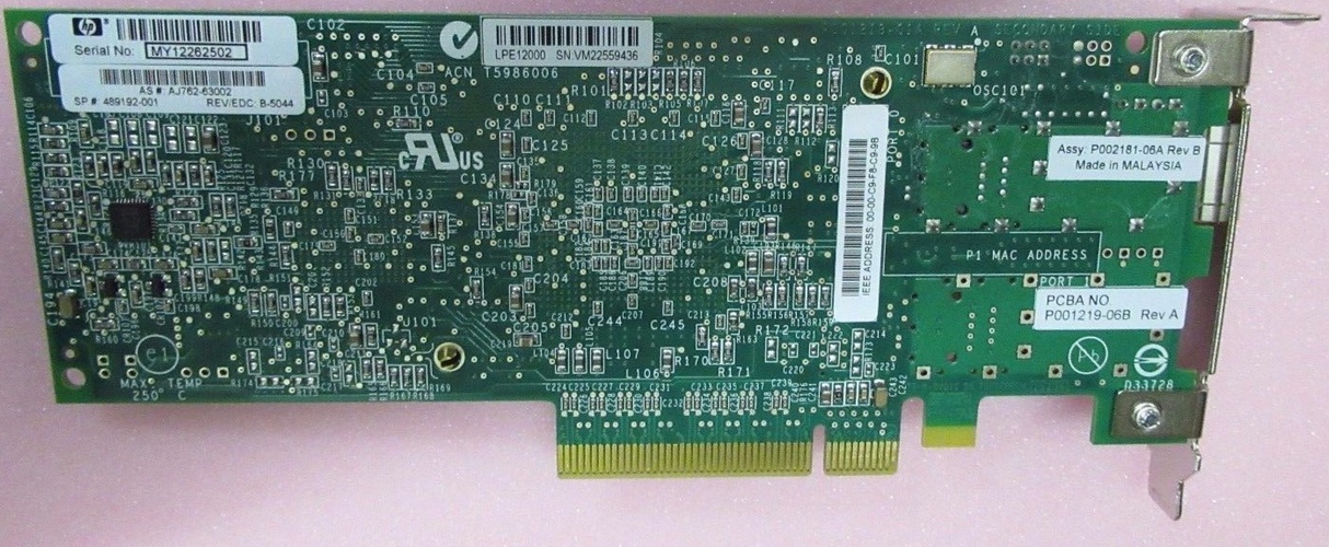 HP 81E LPE12000 8Gb Single Port Fibre Channel Host Bus Adapter 489192-001 AJ762A
