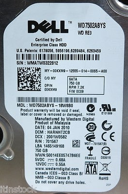 Dell 750Gb Hot Plug SATA 7.2k Hard Drive 3.5" & Caddy pn 0KXM9 for Dell Server