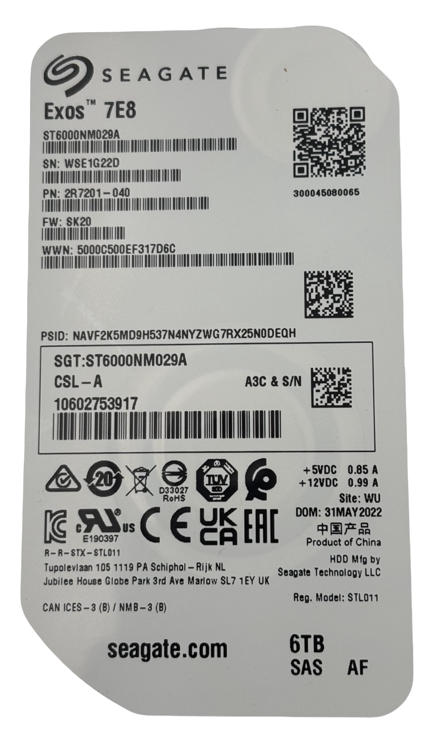 Fujitsu 6TB 7.2K SAS 12G 512E 3.5 Hot-Plug HDD ST6000NM029A S26361-F5909-L600