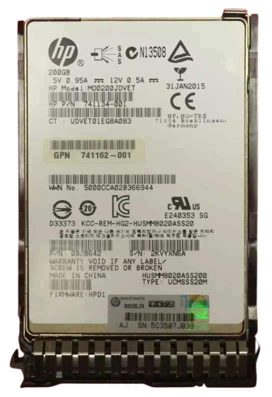 HP 200GB SAS 12G 2.5" Solid State Drive SSD + G8 G9 Caddy 741224-001 741138-B21