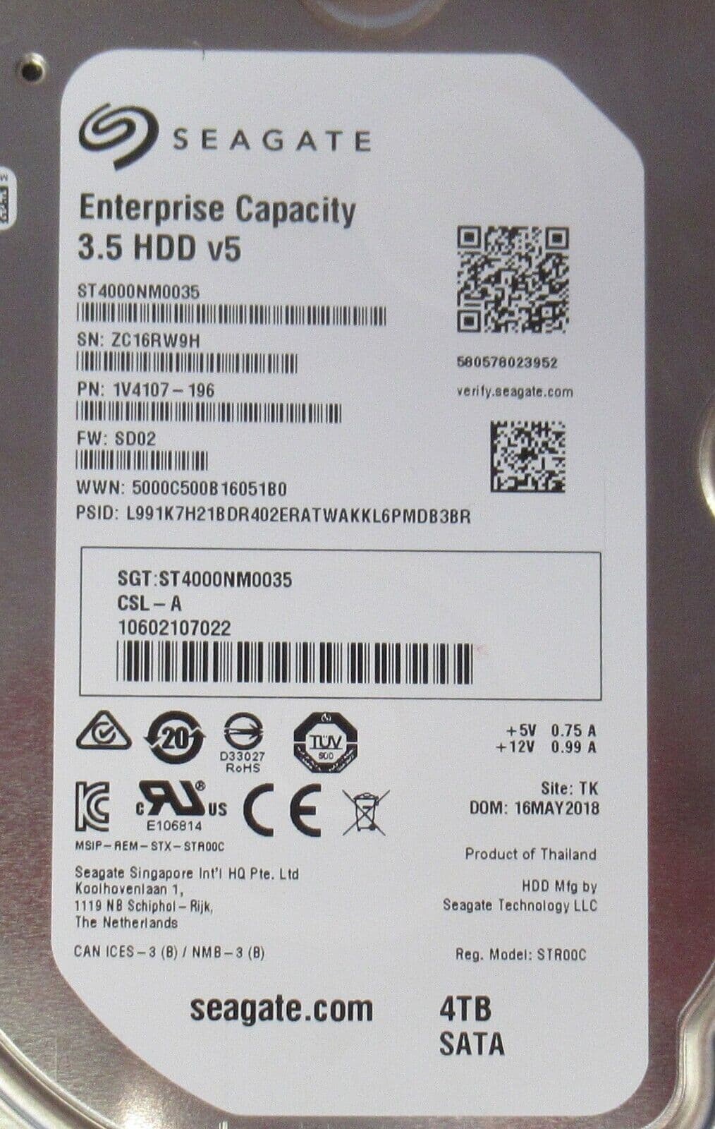 Fujitsu 4TB 7.2K SATA 6Gb/s Hot-Plug 3.5" Hard Drive HDD S26361-F3670-L400