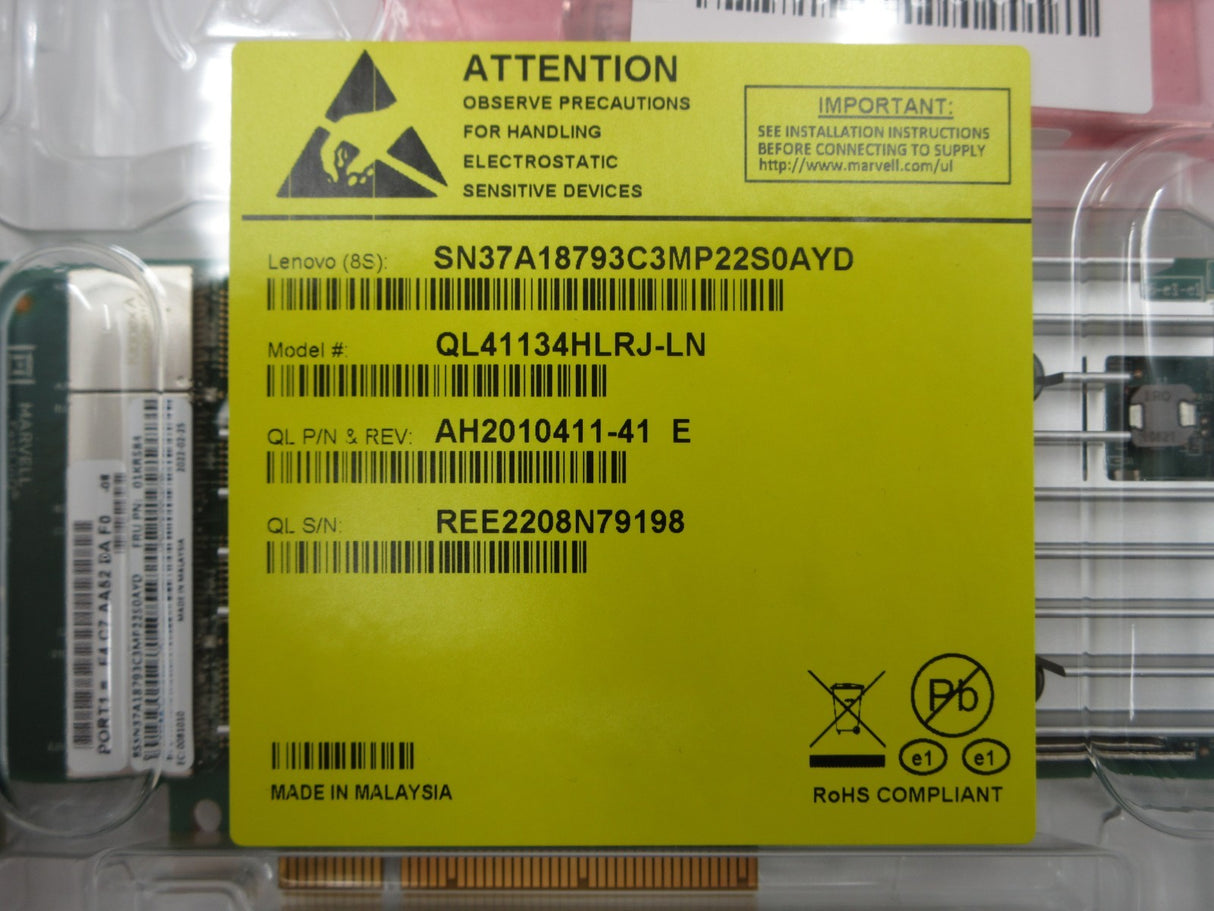 NEW Lenovo 10GbE 4-Port RJ-45 Lenovo QL41134 Ethernet Adapter 4XC7A08225 01KR584