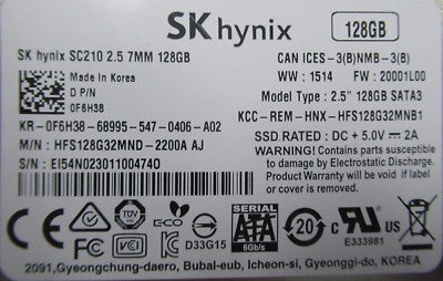 Dell F6H38 SK Hynix SC210 128GB SATA 6GB/s 2.5" SSD HFS128G32MND-2200A