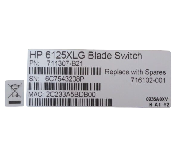HP 6125XLG Blade Switch 4x 40Gb QSFP+ + 8x 10Gb SFP+ Port 716102-001 711307-B21