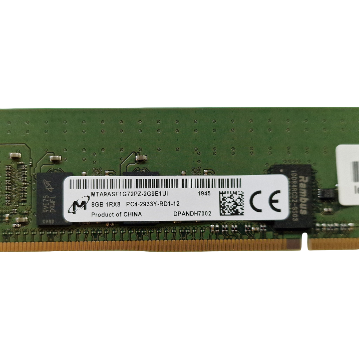 Micron MTA9ASF1G72PZ-2G9E1 Lenovo 8GB 1Rx8 PC4-2933Y ECC RDIMM RAM 01AG630
