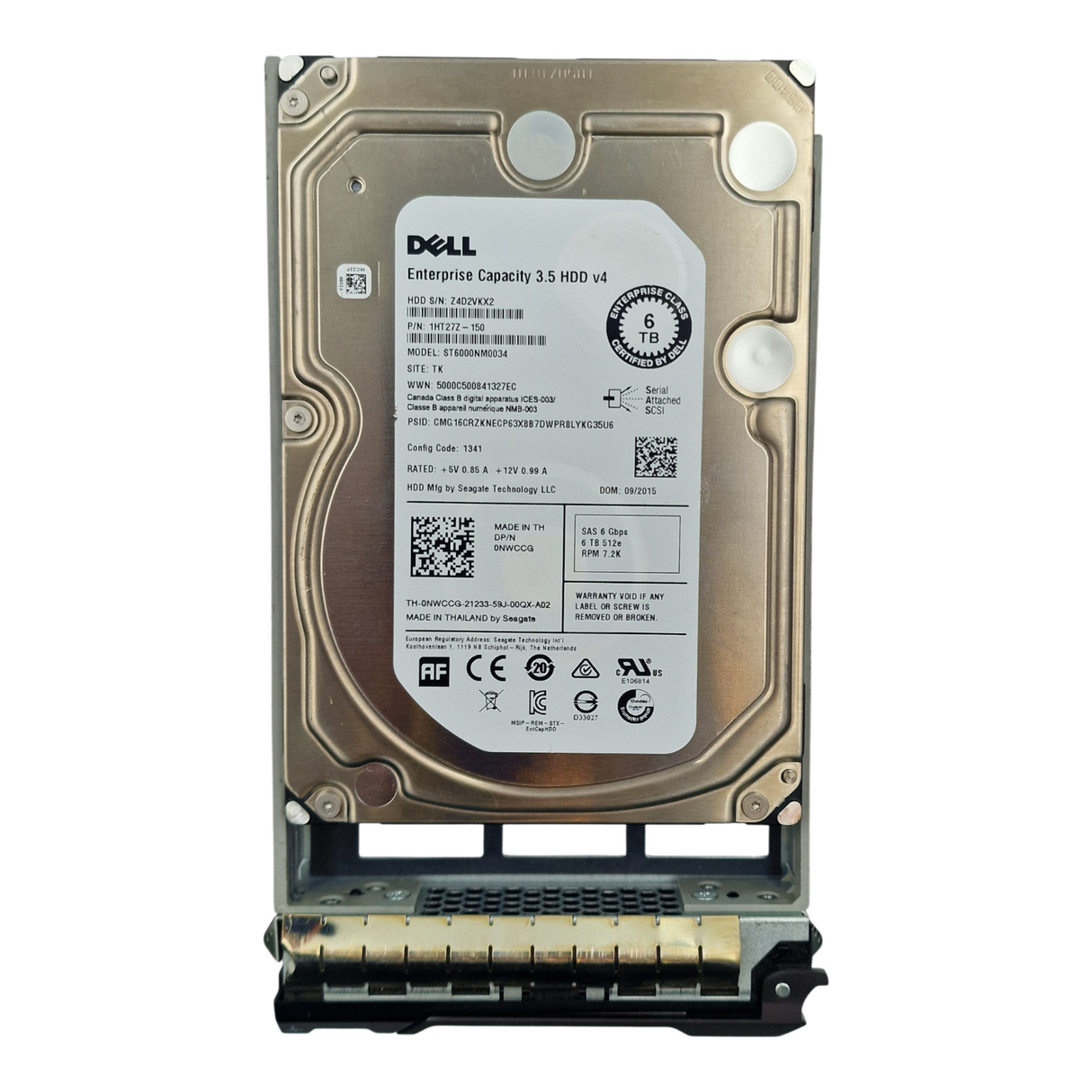 Dell Enterprise 6TB 7.2K SAS 6Gb/s 3.5" Hard Drive HDD ST6000NM0034 NWCCG 0NWCCG