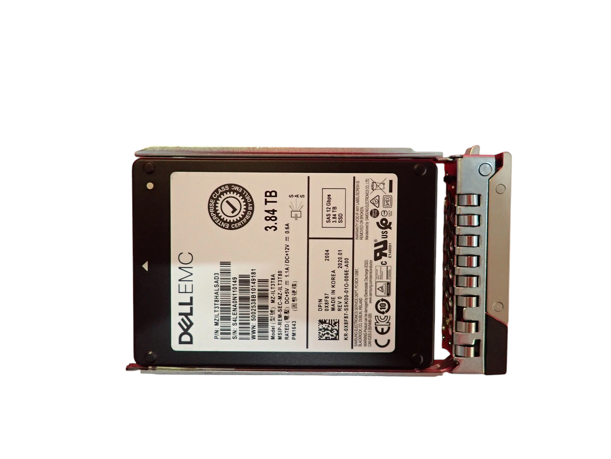 NEW Dell 3.84TB SSD SAS 2.5" 12G X8F87 Samsung MZ-ILT3T8A PM1643 Hot-Plug +caddy