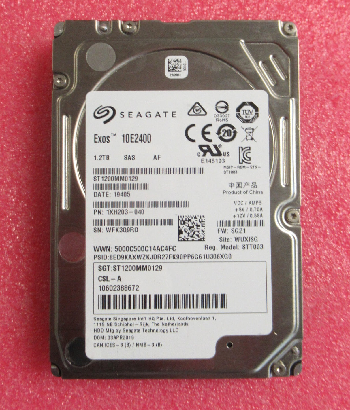 Seagate Exos 1.2TB 10K 2.5" SAS Hot-Plug Hard Drive HDD ST1200MM0129 1XH203-040