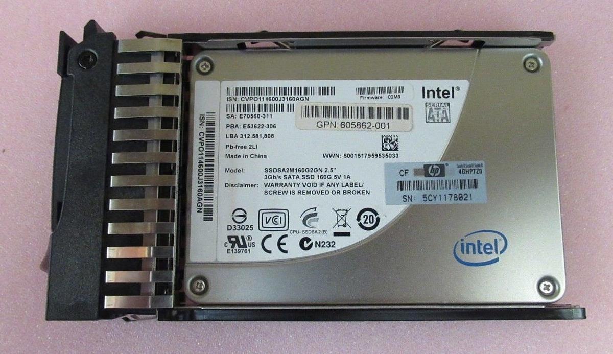 HP 160GB SATA 2.5" Solid State Drive SSD 606194-001 605858-B21 In G5/G6/G7 Caddy