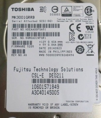 Fujitsu 300GB 15K 2.5" 6Gb/s SAS Hard Drive HDD A3C40145005 S26361-F4482-E530