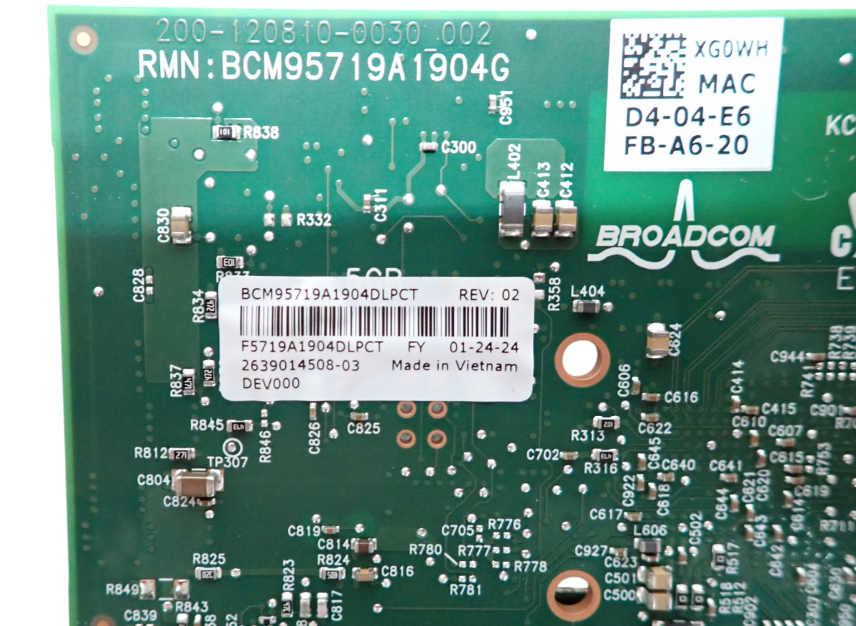 New Dell Broadcom 5719 Quad-Port Gigabit Ethernet PCIe 2.0 x4 Network Card XG0WH