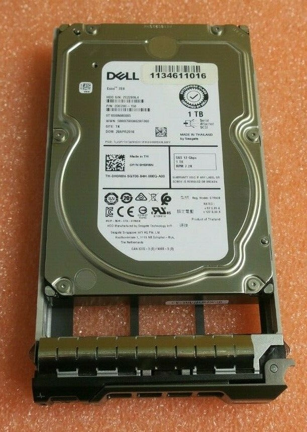 Dell 1TB 3.5" SAS 7.2K 12Gb/s HDD Hard Drive in 13th Series Caddy H0R8N