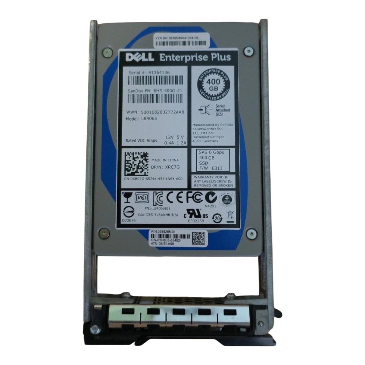 Dell Compellent Enterprise Plus 400GB SAS 6G 2.5" Solid State Drive SSD XRC7G