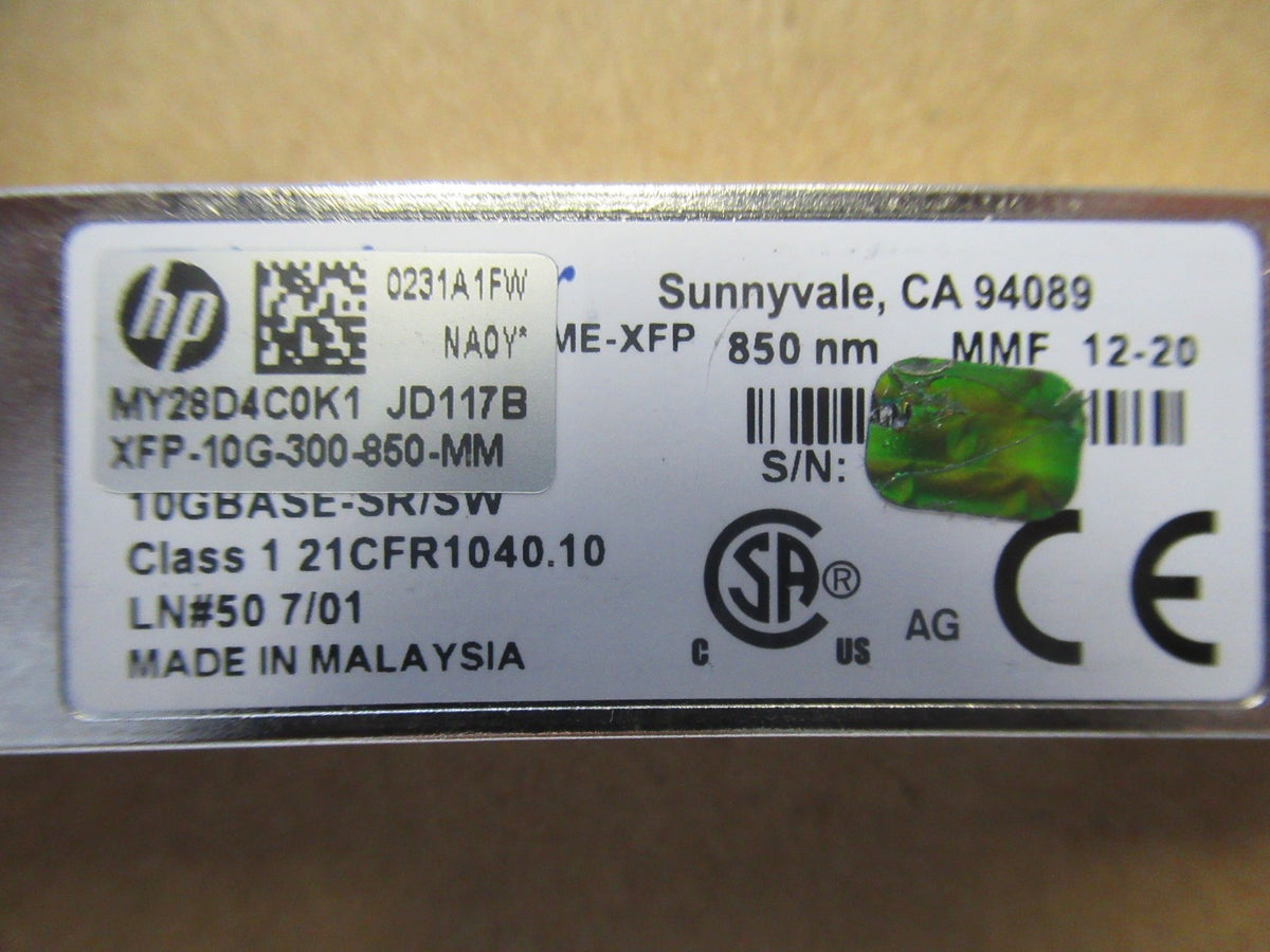 HP 10G Base-SR/SW 850nm Multi-mode 300m 850nm XFP Transceiver Module JD117B