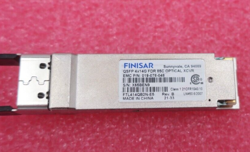 EMC Finisar 56Gb/s FDR 85C 100m 850nm XCVR QSFP Transceiver Module 019-078-048