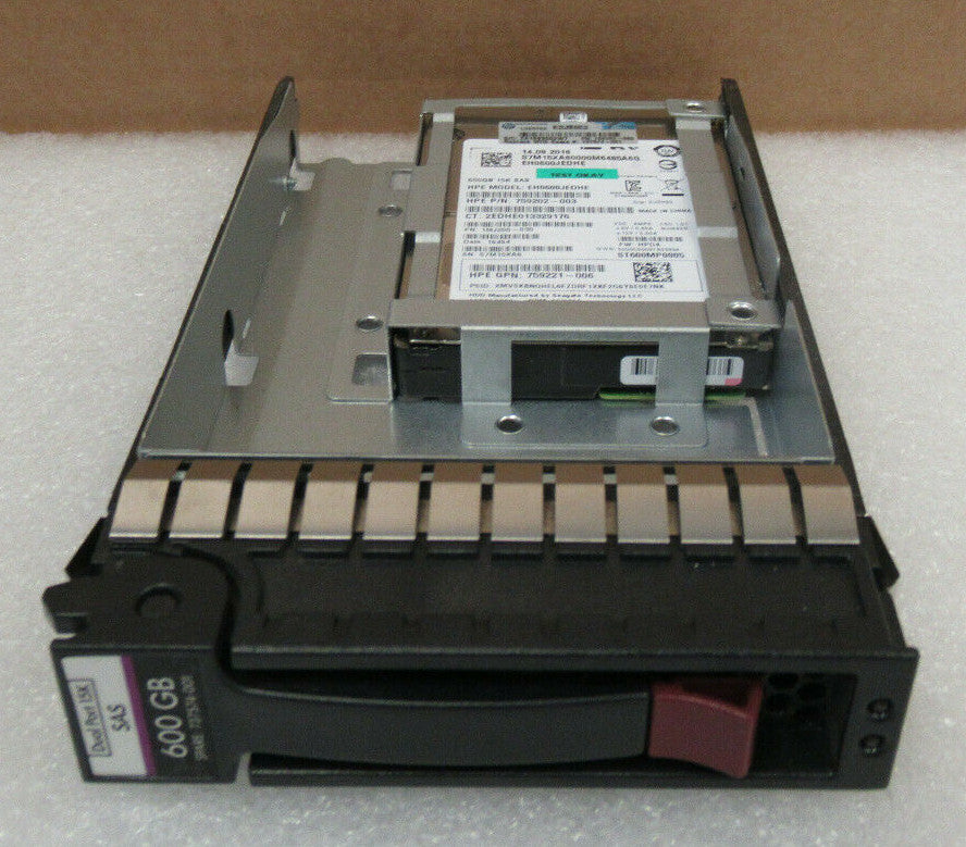 HP 600GB 2.5" SAS 12GB/s 15K Enterprise 12G HDD in 3.5" 737574-001 737396-B21