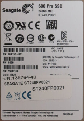 Seagate 600 Pro 240GB SATA 6Gb/s 2.5" FW:B690 SSD Solid State Drive ST240FP0021
