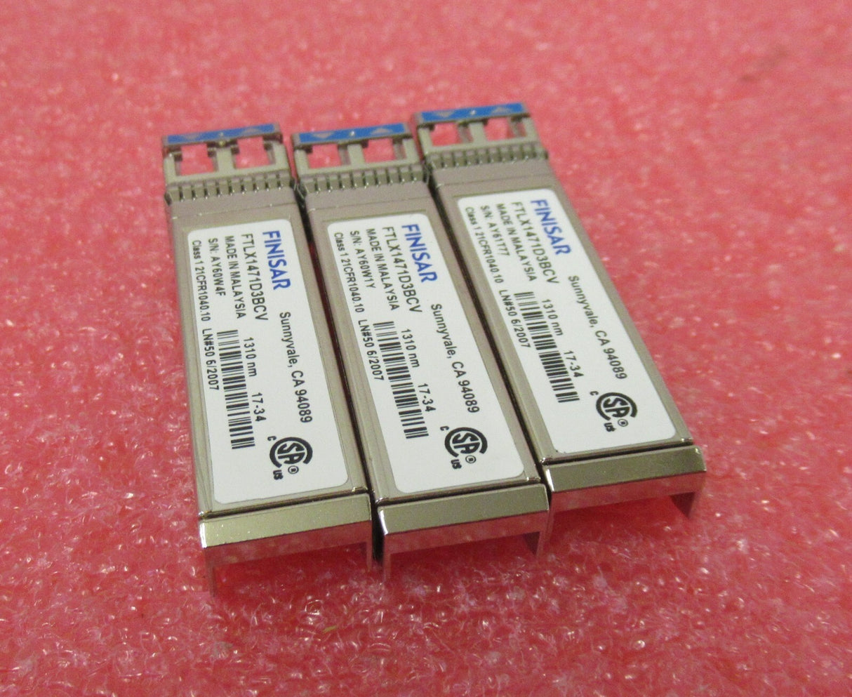 3x FINISAR FTLX1471D3BCV 10Gbps 10GBase-LR SMF 10km 1310nm Duplex LC 10GE module