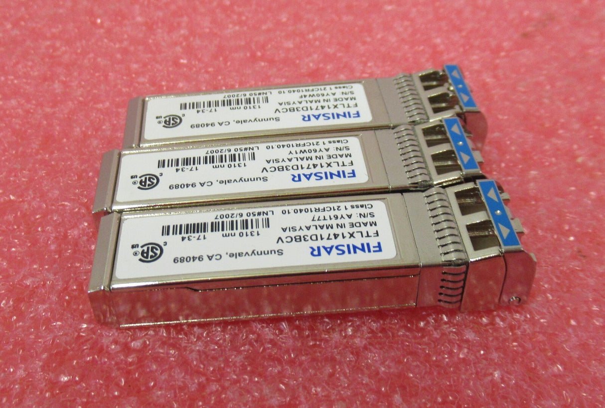 3x FINISAR FTLX1471D3BCV 10Gbps 10GBase-LR SMF 10km 1310nm Duplex LC 10GE module