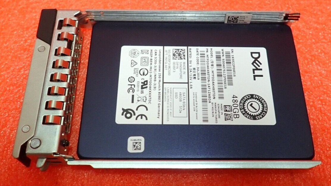 Dell 480GB SATA 2.5" 6Gb/s Enterprise Solid State Drive SSD MTFDDAK480TDN D35F3