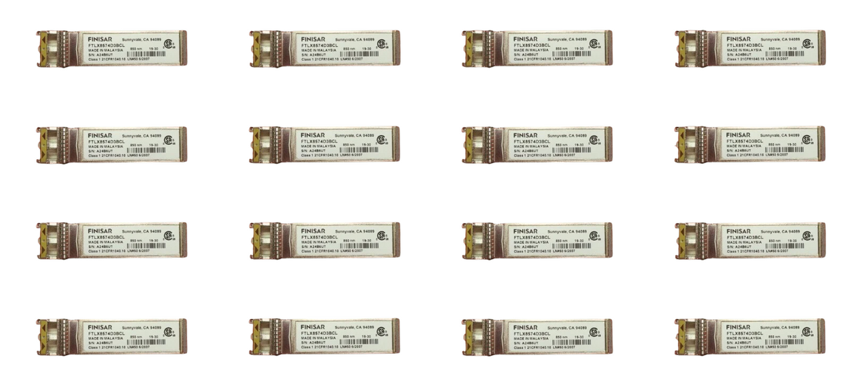 16x FINISAR FTLX8574D3BCL 10GBASE-SR 400m 850nm SFP+ Optical Transceiver Module