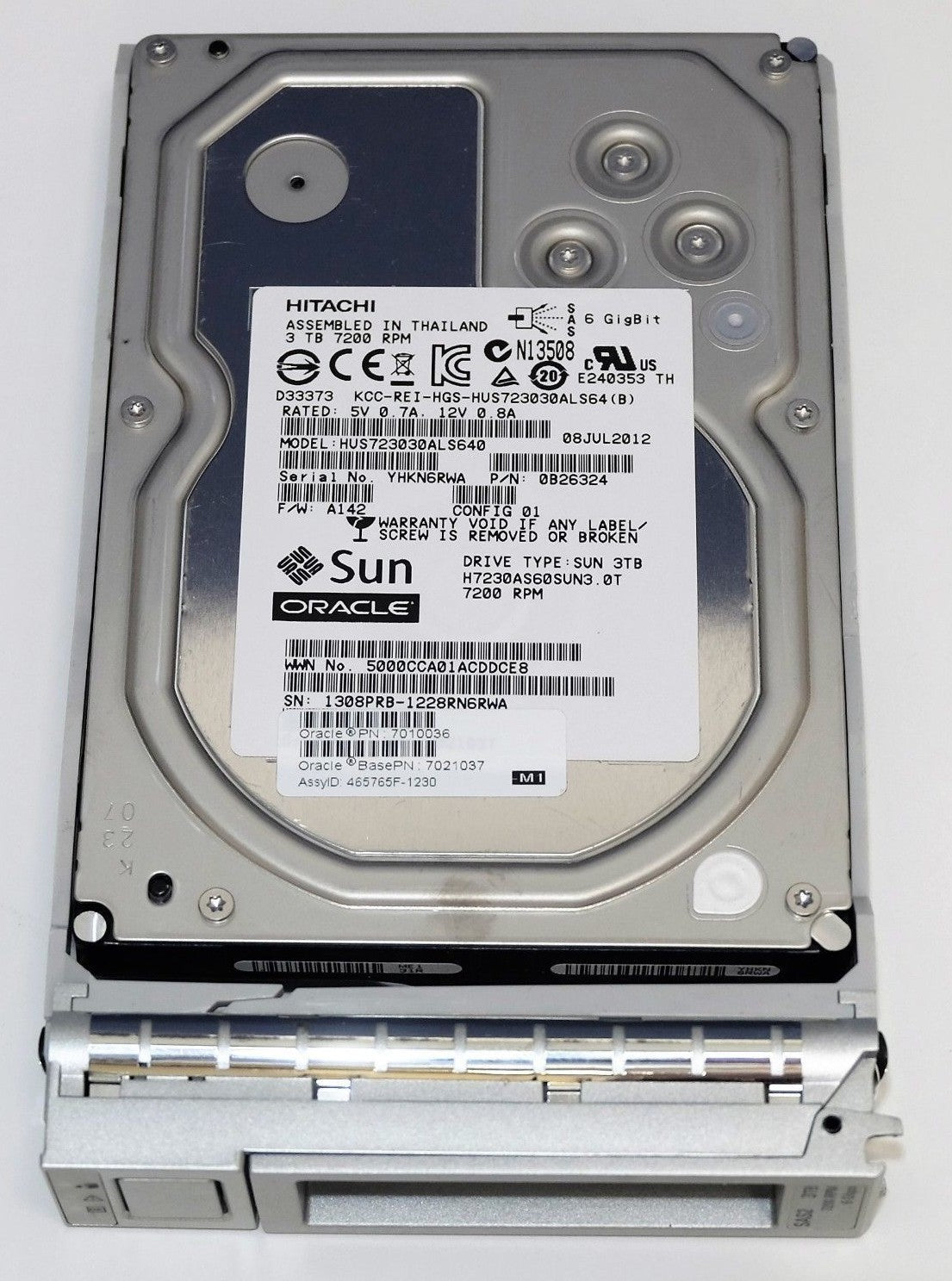 Sun Oracle 3TB 7.2K SAS 3.5" HUS723030ALS640 7010036 7021037 Hard Drive + Caddy