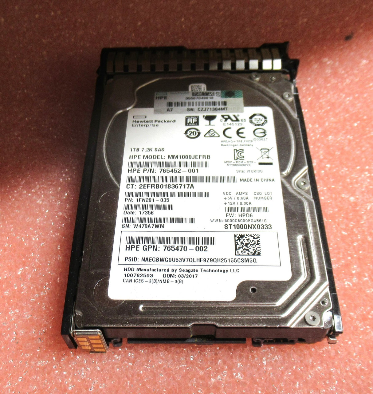HP 765872-001 765464-B21 1TB 7.2k 12G hot plug ProLiant HDD hard drive