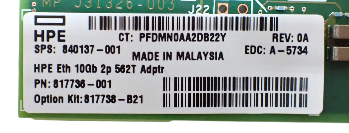 NEW HPE 562T Dual Port 10Gb Ethernet Network Adapter LP FH 840137-001 817738-B21