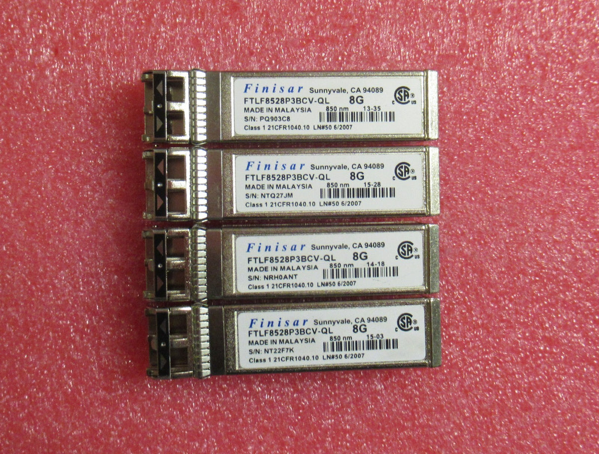 4x Finisar FTLF8528P3BCV-QL 8Gb 850NM Fiber Channel SW SFP Optical Transceiver