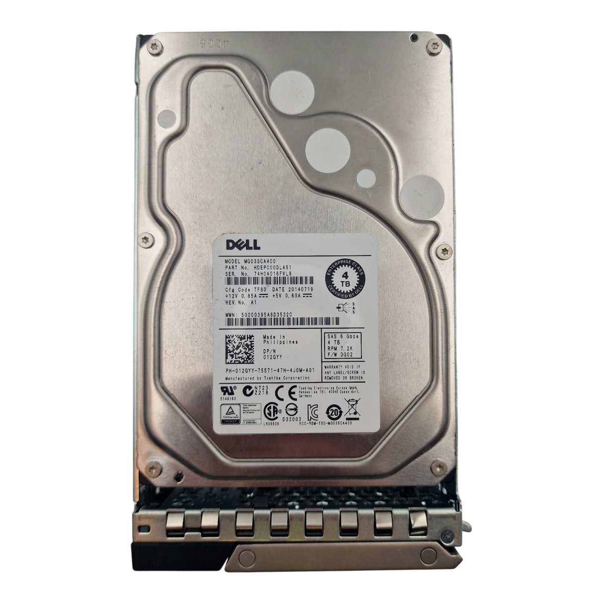 Dell 4TB HDD SAS 6G 7.2K LFF 3.5in Enterprise Hard Drive 12GYY