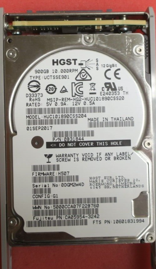 Fujitsu Eternus 900GB 10K SAS 12G 2.5" Hard Drive HDD CA08226-E776 For DX S3/S4