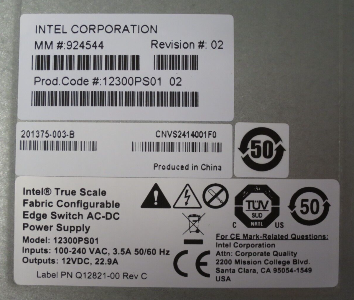 Qlogic Intel True Scale Switch 12300 Power Supply PSU 1200W 12300PS01 201375-003