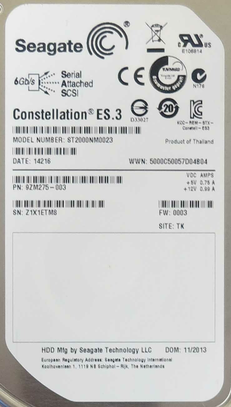 StorSimple 2TB 3.5" SAS 6GB 7.2K 128MB HDD HNW-2T72-SAS6-CES3-DD-SSI 0996462-02