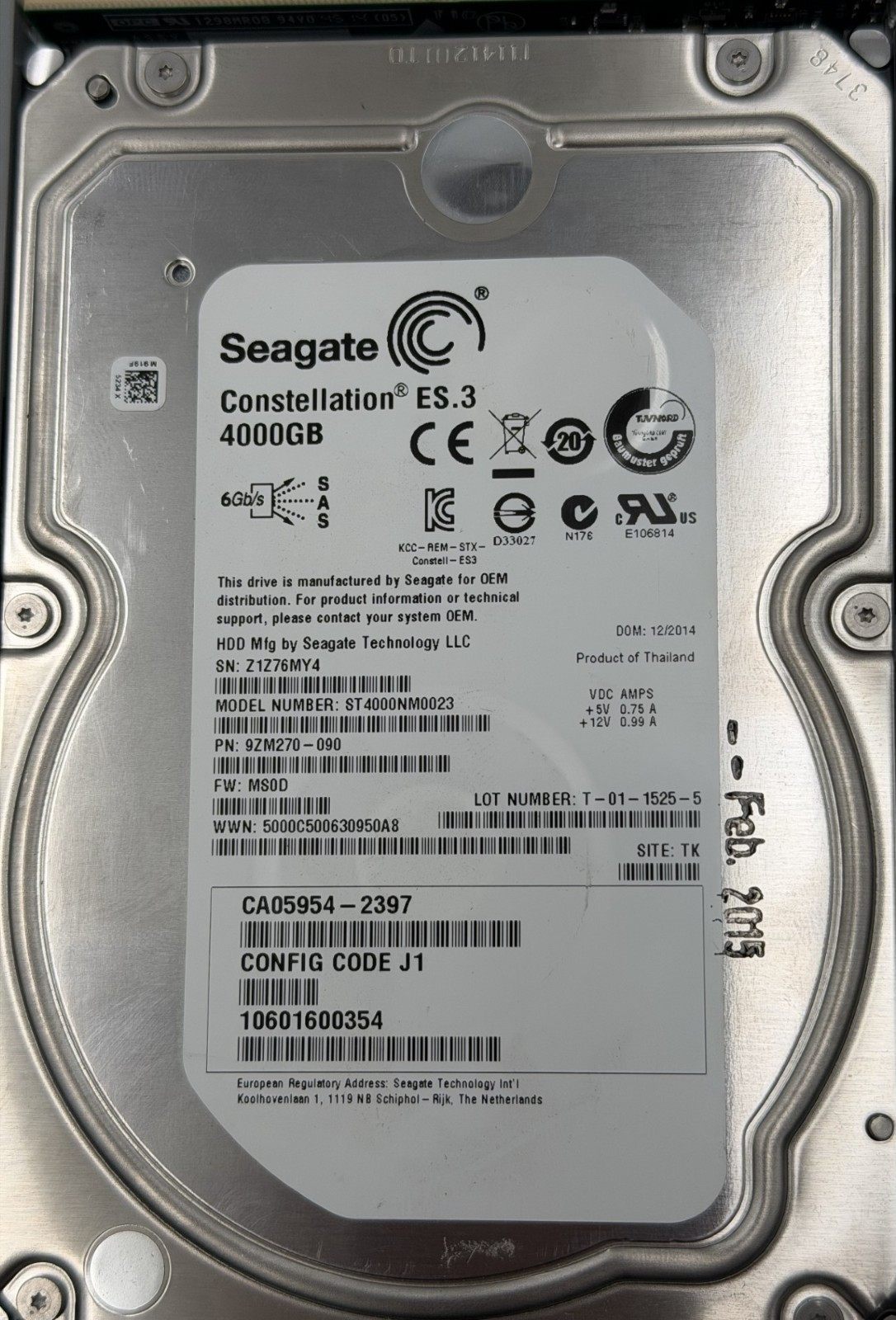 Fujitsu Eternus DX S3 4TB SAS 6G 7.2K 3.5" HDD CA05954-2397 CA07670-E014