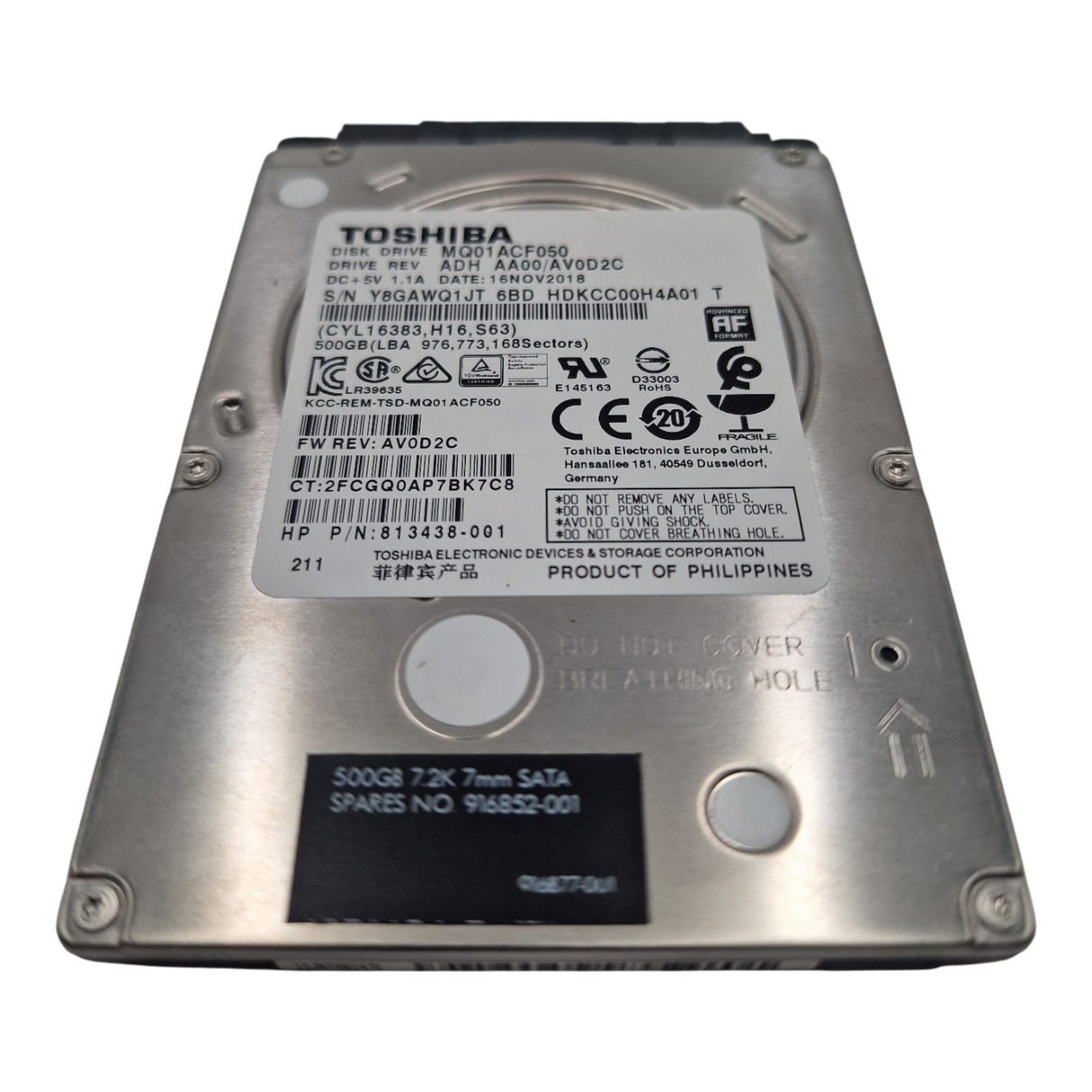 HP 500GB SATA 6G 7.2K 32MB 2.5" HDD Hard Drive 916852-001