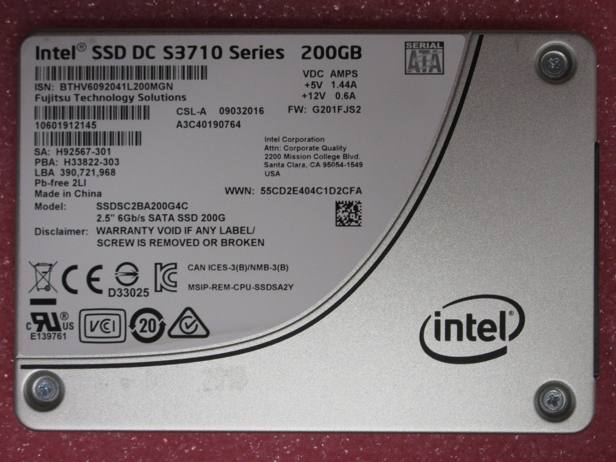 Fujitsu Intel SSD DC S3700 Series 200Gb 2.5" SATA 6Gb/s SSD A3C40190764