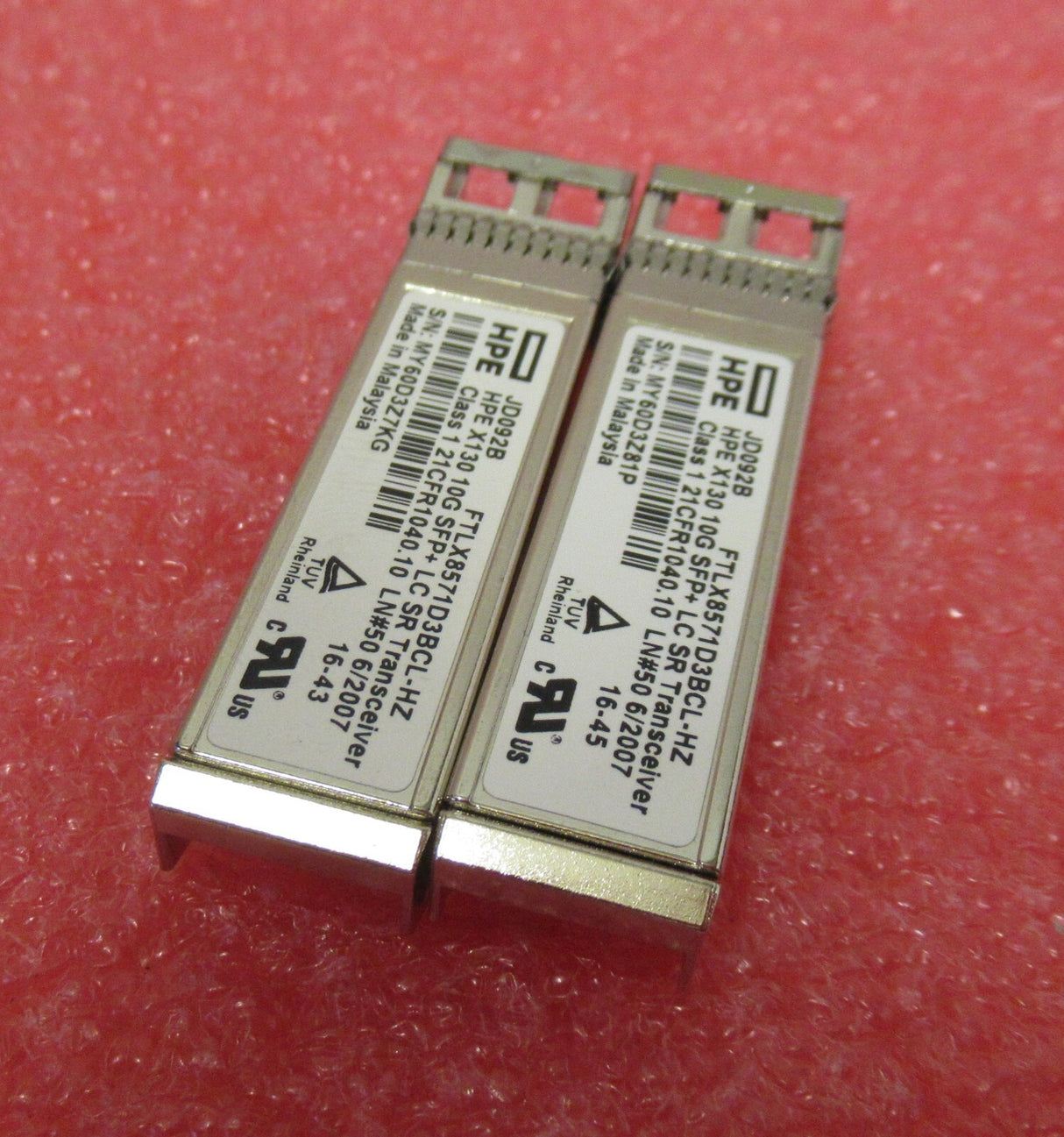 2 x HPE ProCurve JD092B 10Gbps 1000Base-SR Multi-Mode 300m 850nm SFP+Transceiver